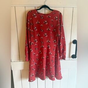 LOFT Red Floral Print Blouse